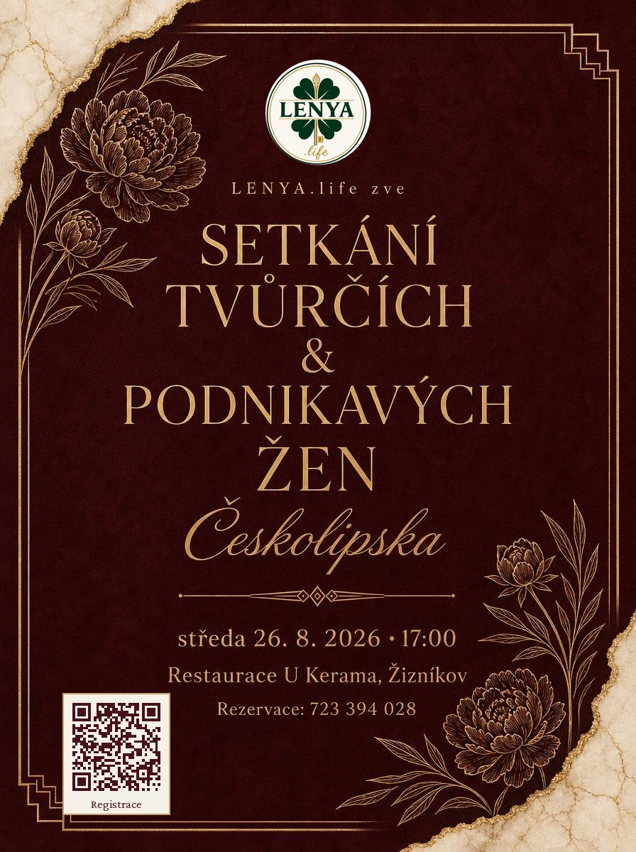 Leták: Setkání tvůrčích a podnikavých žen Českolipska — středa 26. 8. 2026 v 17:00, Restaurace U Kerama, Žizníkov